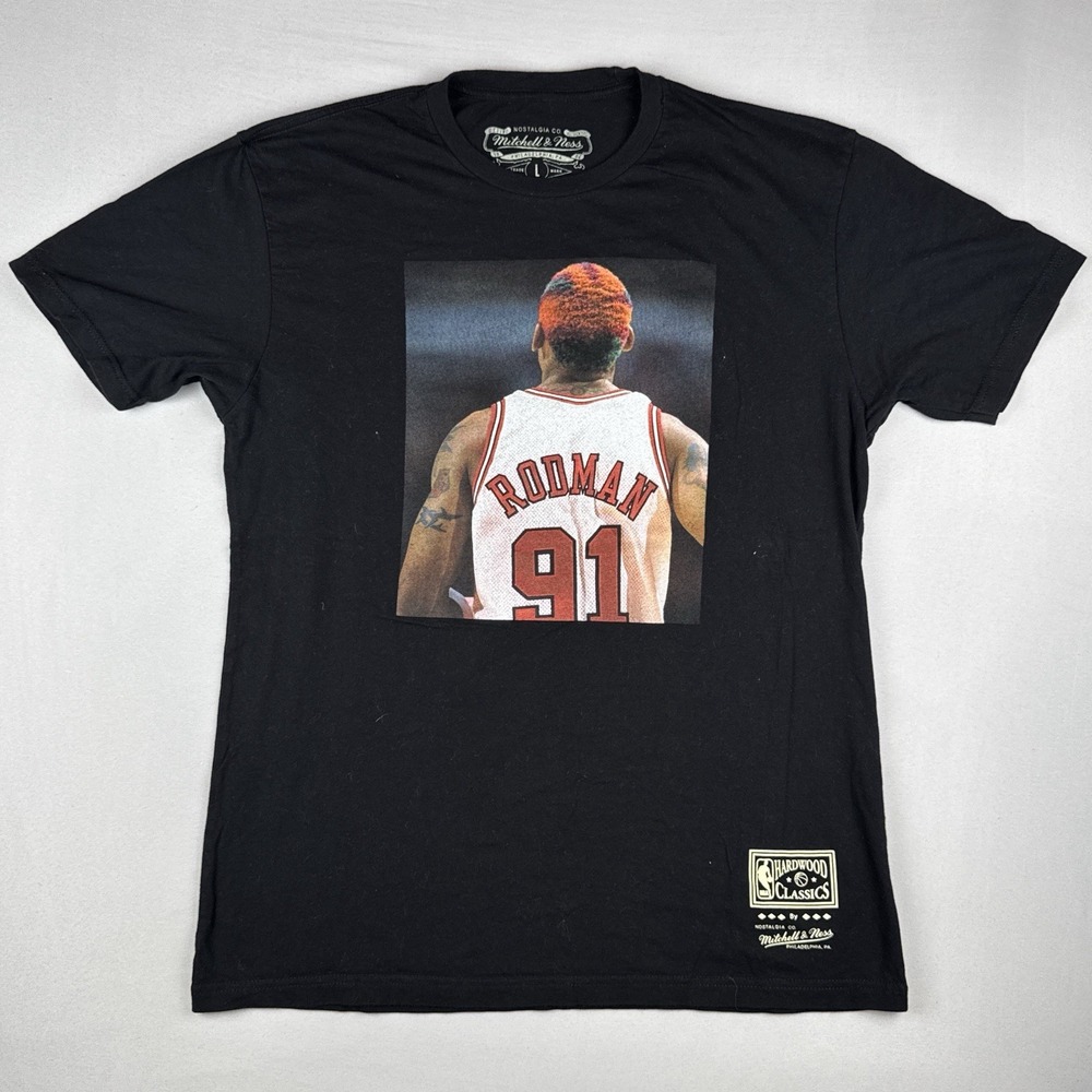 Dennis Rodman Chicago Bulls Mitchell & Ness Tee NBA 91 Back Print Shirt L